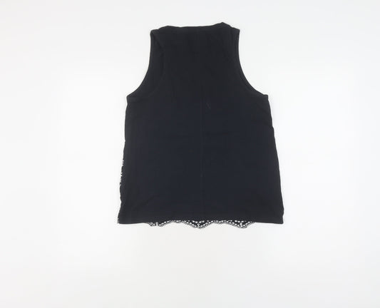 Superdry Women's Black Tank Top, Size 6, Embroidered