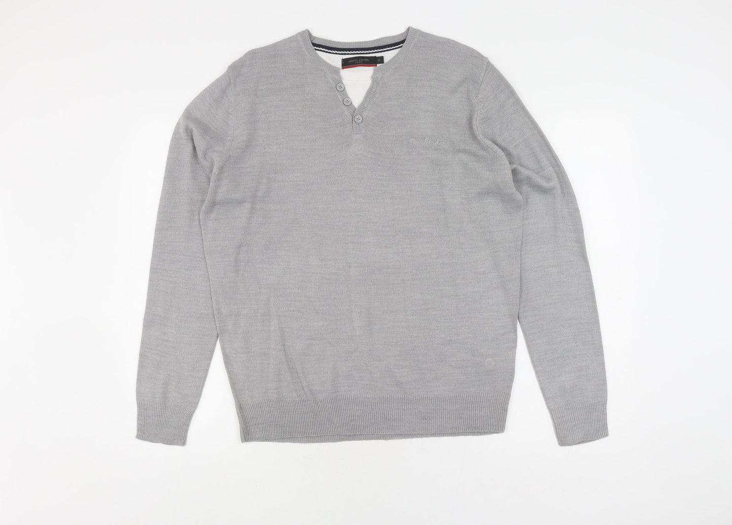 Pierre Cardin Men's Grey Henley Jumper M