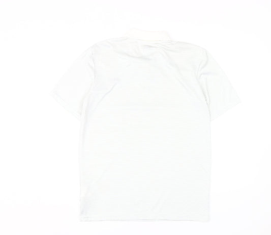 Slazenger Men's White Striped Polo - Size S, Sporty Style