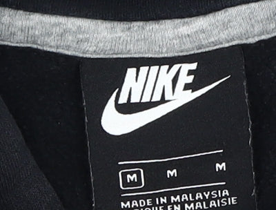 Nike Men's Black Pullover Hoodie M - Logo Accent & Pockets