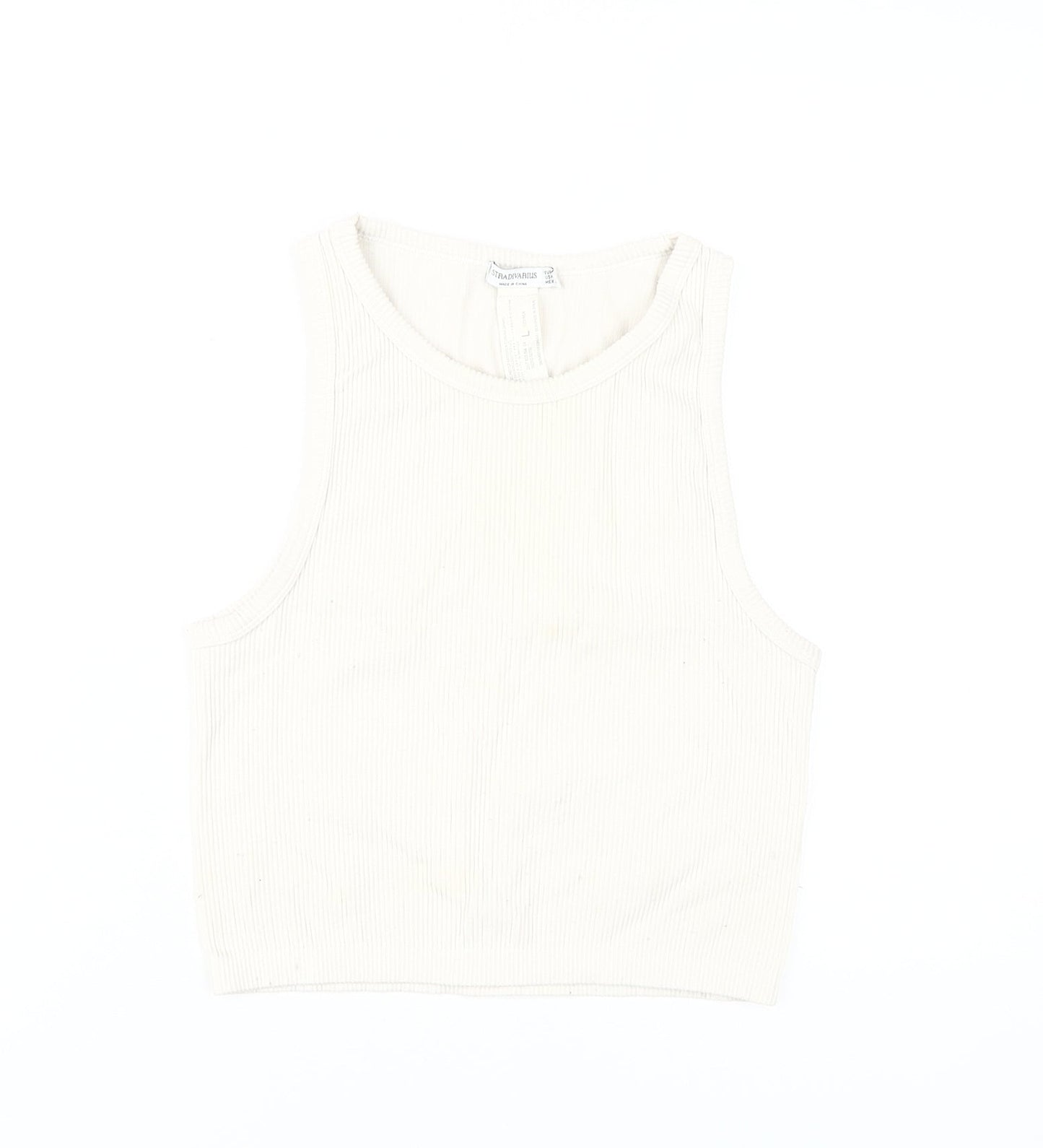 Stradivarius Women's White Sleeveless Tank Top L