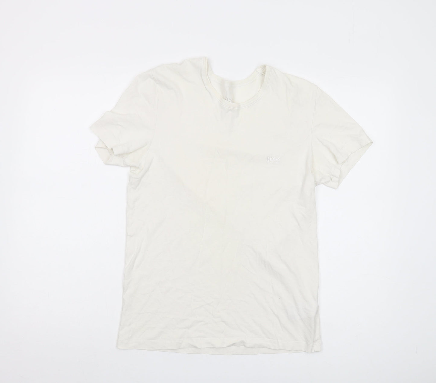 Hugo Boss Men’s White T-Shirt, Size S, Crew Neck