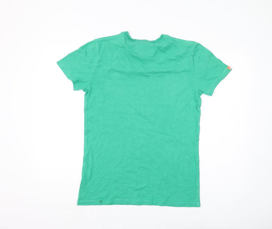 Superdry Men’s Green S T-Shirt, Short Sleeve, Cotton, Logo