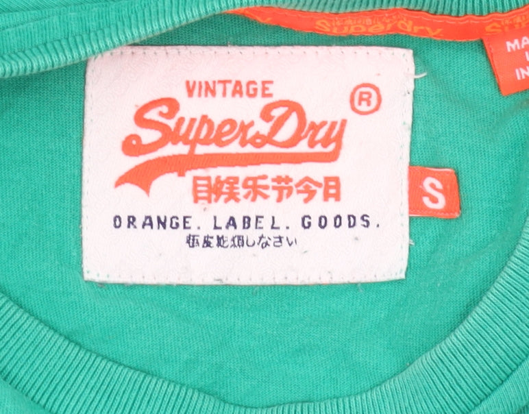 Superdry Men’s Green S T-Shirt, Short Sleeve, Cotton, Logo