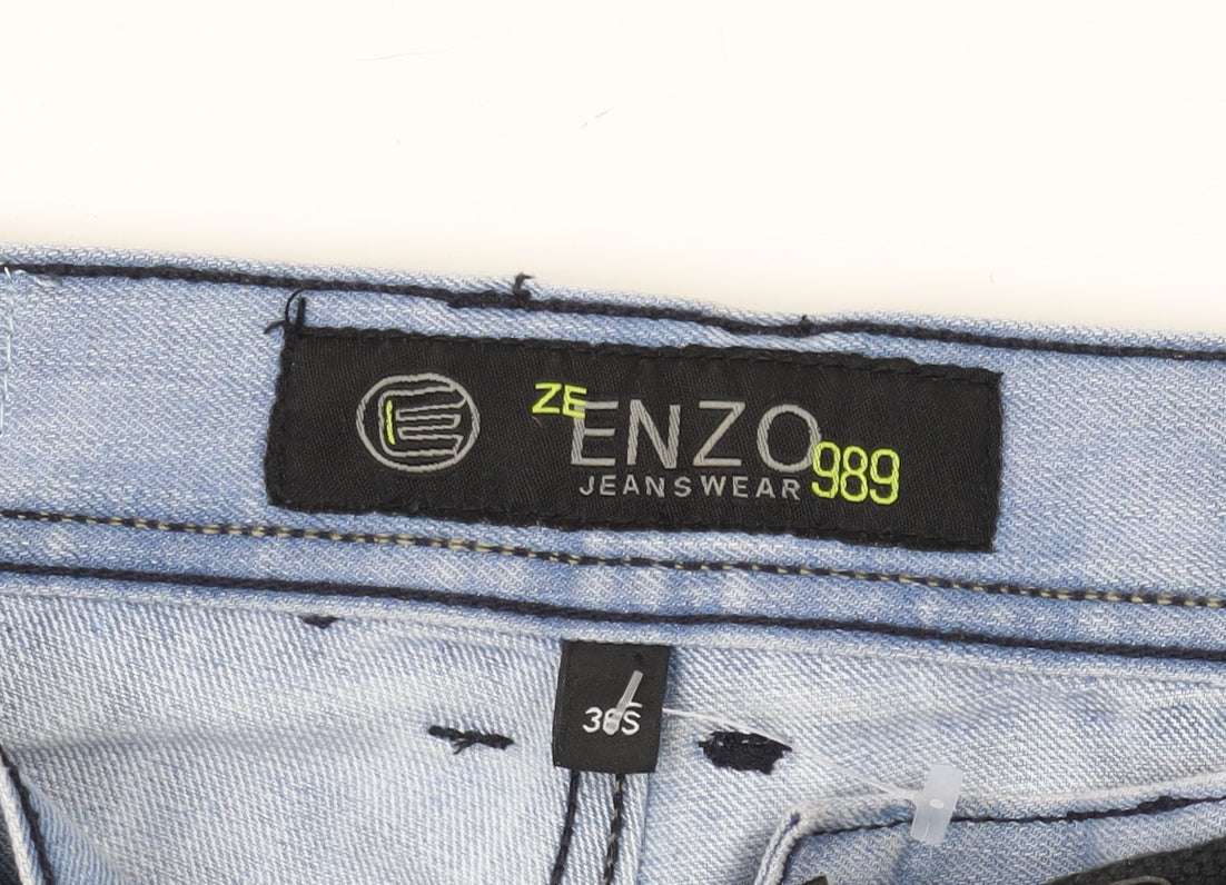 Enzo Men's Light Blue Straight Jeans 36S