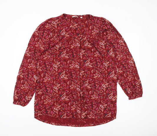 FatFace Women's Red Floral Blouse Size 8