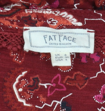 Fat Face Women's Red Floral Blouse Size 8