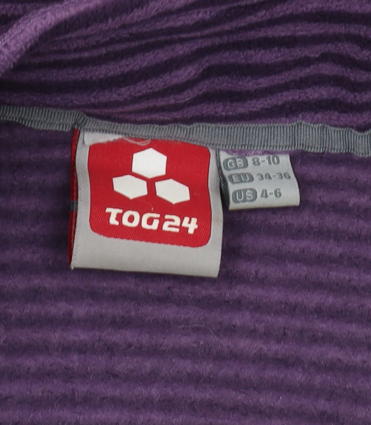 TOG 24 Women's Purple Striped Fleece Half Zip Sweatshirt - Size 8