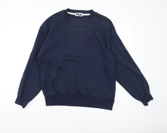 Additional front view of Fila Men's Blue Sweatshirt M Pullover Logo Crew Neck