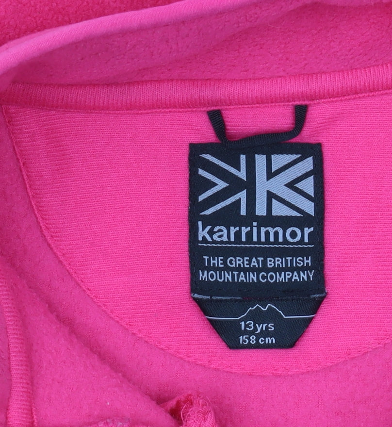 Close-up detail of Karrimor girls’ pink fleece jacket 13 years outdoor