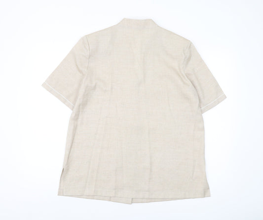 Eastex Women's Beige Collared Tunic Blouse - Size 14