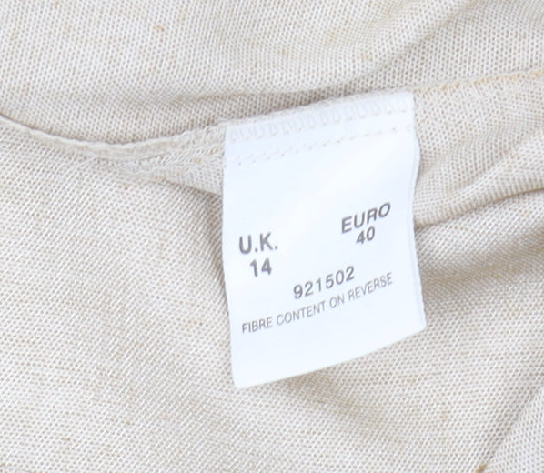 Eastex Women's Beige Collared Tunic Blouse - Size 14