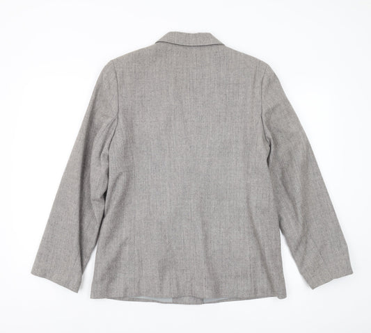 Edinburgh Women's Grey Wool Blazer Size 14 UK