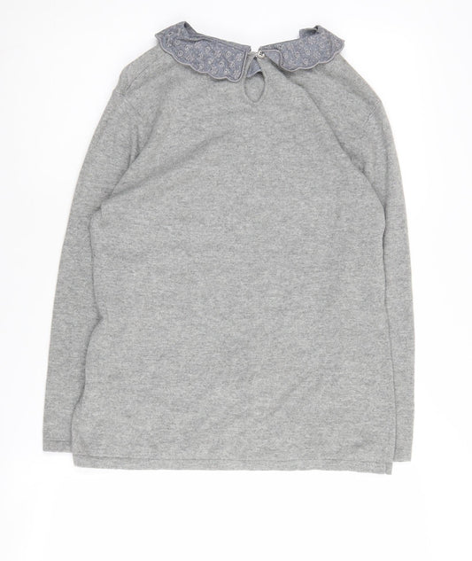 White Stuff Women's Grey Collared Pullover Jumper Size 10