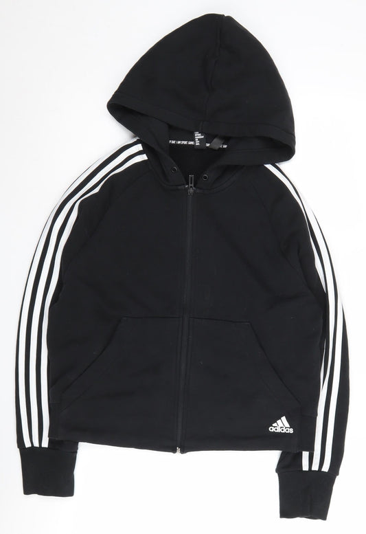 Unisex Adults UK M Regular adidas Black Full Zip Hoodie
