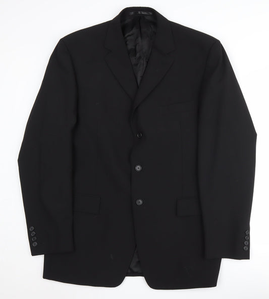 Moss Men's Black Blazer 42L, Formal Single-Breasted