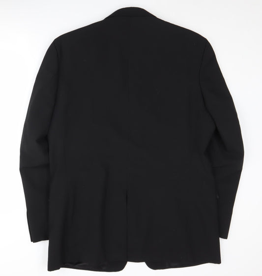 Moss Men's Black Blazer 42L, Formal Single-Breasted