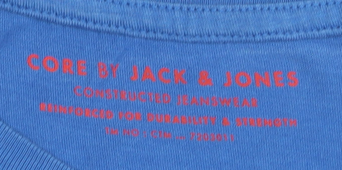 Jack & Jones Men's Blue Cotton Graphic T-Shirt Size L