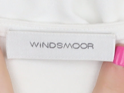 Windsmoor Women's White Beaded V-Neck T-Shirt, S