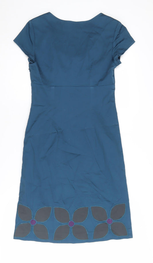 Boden Women's Blue Shift Dress Size 8 Beaded Accent