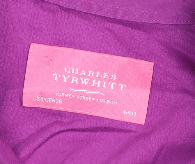 Charles Tyrwhitt Women's Purple Button-Up Shirt
