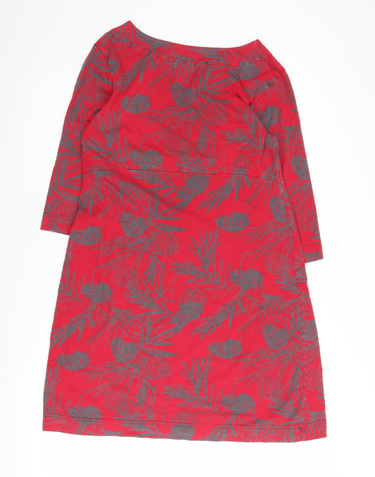Weird Fish Womens Red Floral Shift Dress Size 12