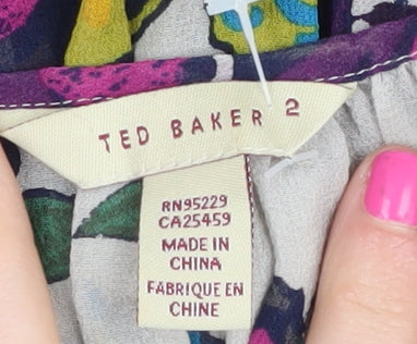 Ted Baker Women's Multicoloured Floral Silk Blouse - Size 10