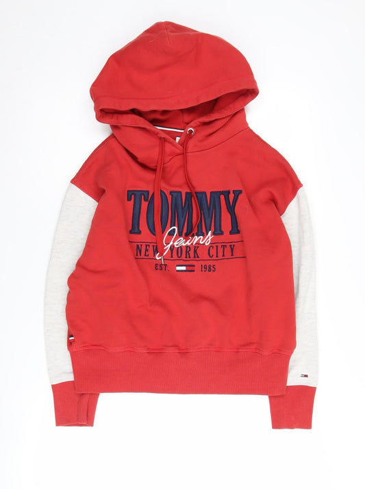 Tommy Jeans Women's Red Pullover Hoodie Small