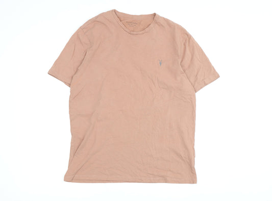 AllSaints Men's Beige Crew Neck T-Shirt, Size L, Regular Fit