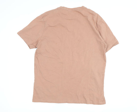 AllSaints Men's Beige Crew Neck T-Shirt, Size L, Regular Fit