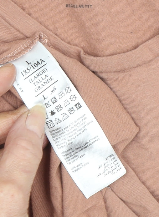 AllSaints Men's Beige Crew Neck T-Shirt, Size L, Regular Fit