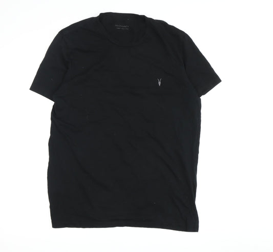 AllSaints Men's Black T-Shirt Short Sleeve Logo