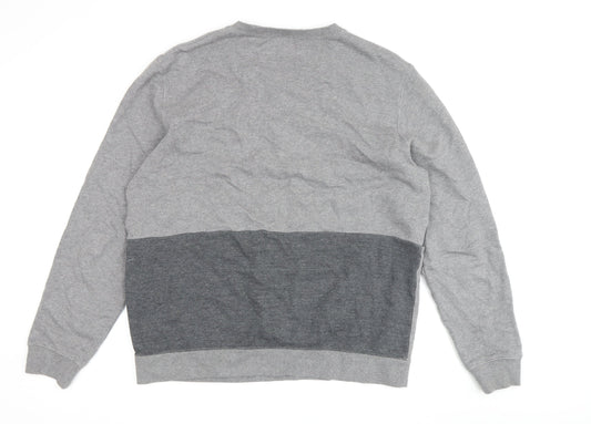 Folk Grey Striped Pullover Sweatshirt - Unisex L