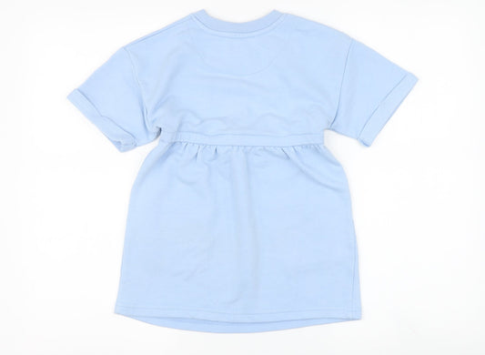 Girls Blue T-Shirt Dress with Bow, Size 3-4 Years