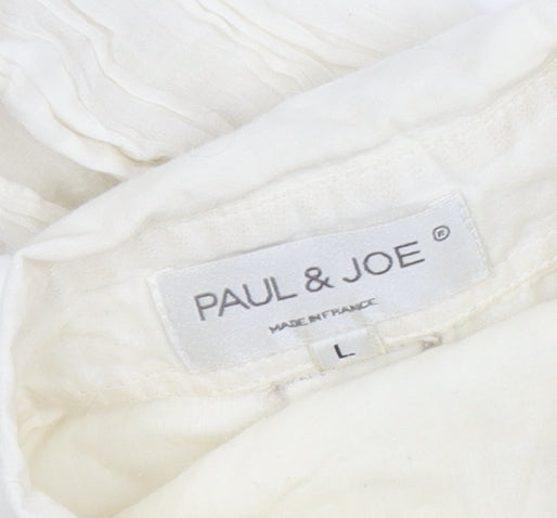 Paul & Joe Women's White Button-Up Shirt, Size L, Cotton