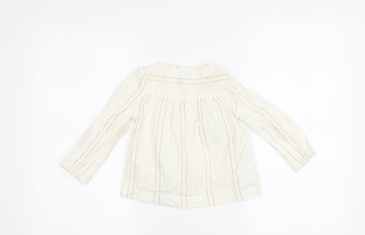 Baby Gap Girls Ivory Striped Blouse, 24 Months, Long Sleeve