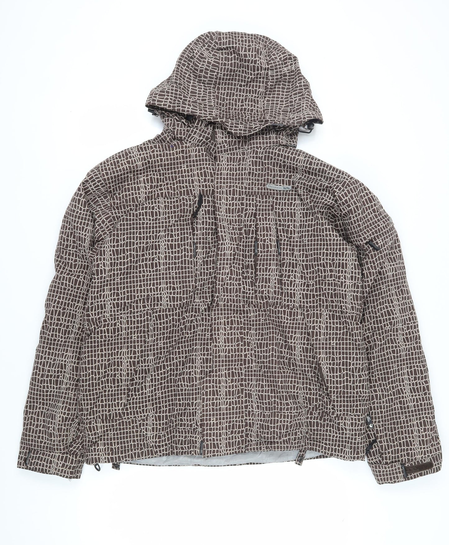 Trespass Men's Brown Geometric Rain Coat L Waterproof