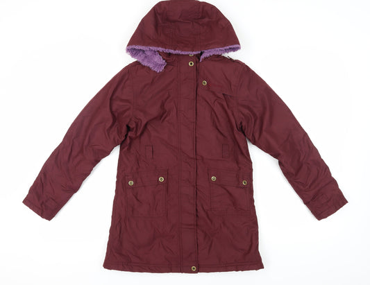 Peter Storm Girls Red Parka Coat 11-12 Years Hooded Winter