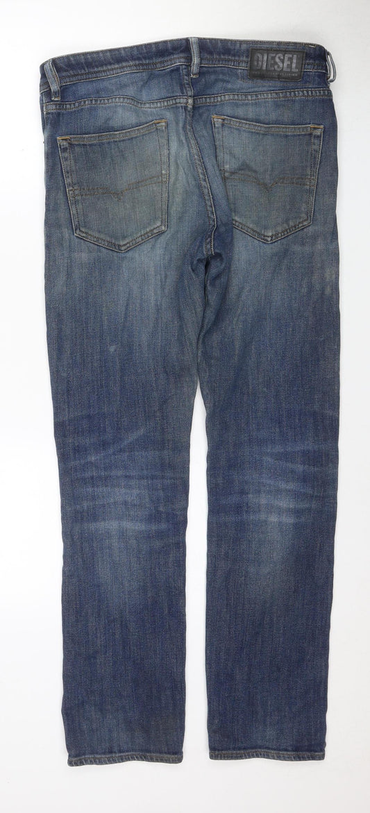 Diesel Men's Blue Straight Jeans Size 32 Distressed