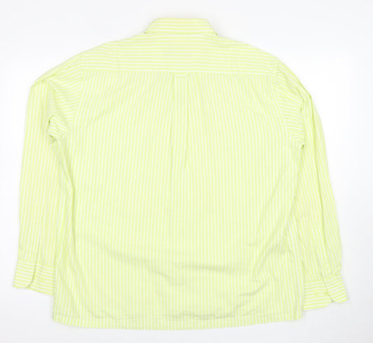 Pierre Cardin Men's L Green Striped Dress Shirt