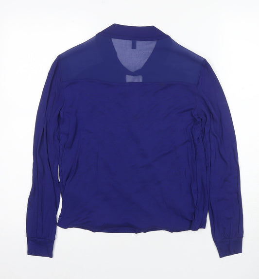Womens UK Size 8 Karen Millen Blue Cotton Blend Blouse