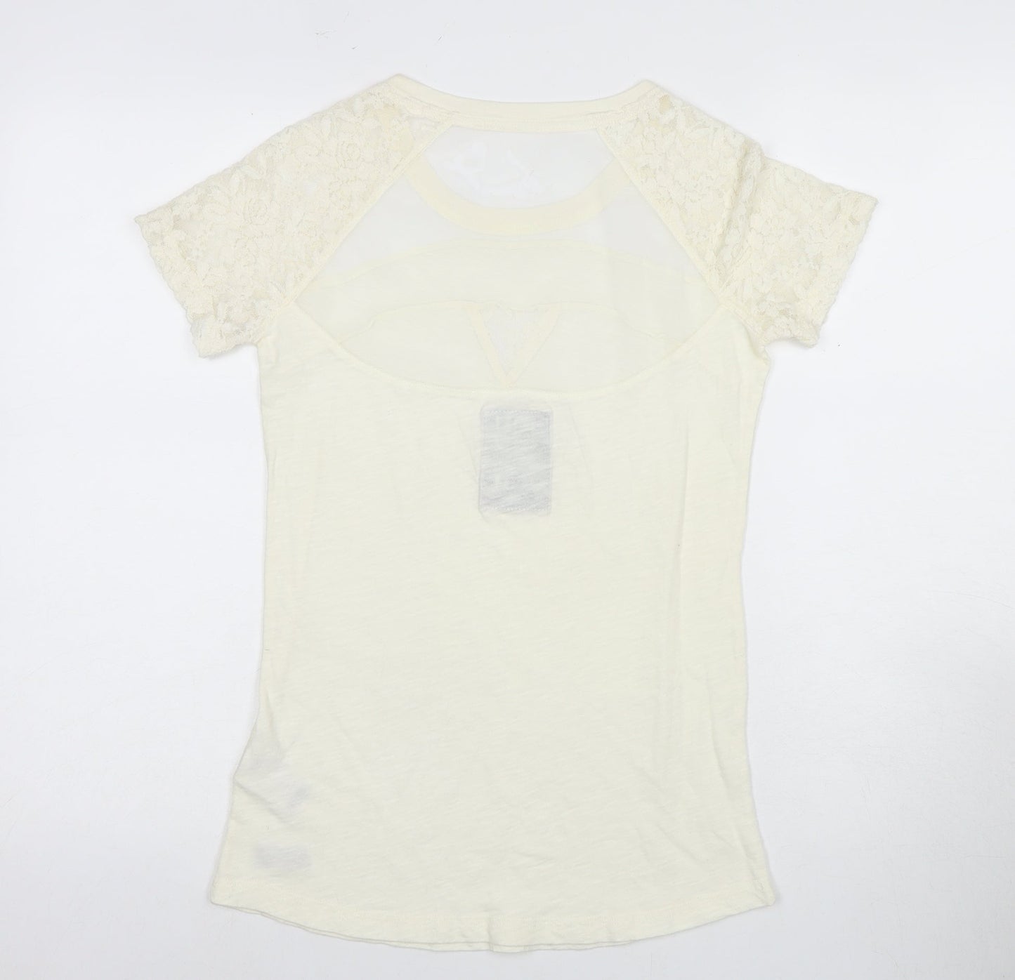 Superdry Women's Ivory Lace Trim T-Shirt XS