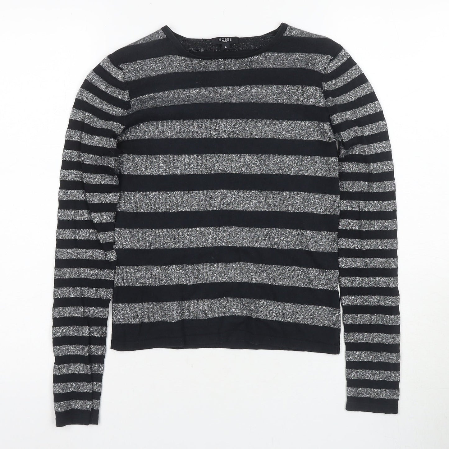 Hobbs Women's Black Striped Knit T-Shirt Size 8