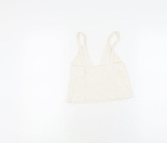 Womens UK Size S Stradivarius White Viscose Blend Tank