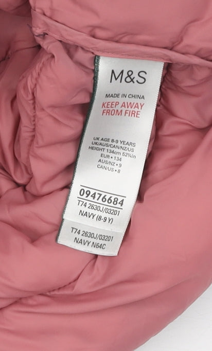 Additional view of Marks & Spencer girls’ blue puffer jacket, size 8-9, years
