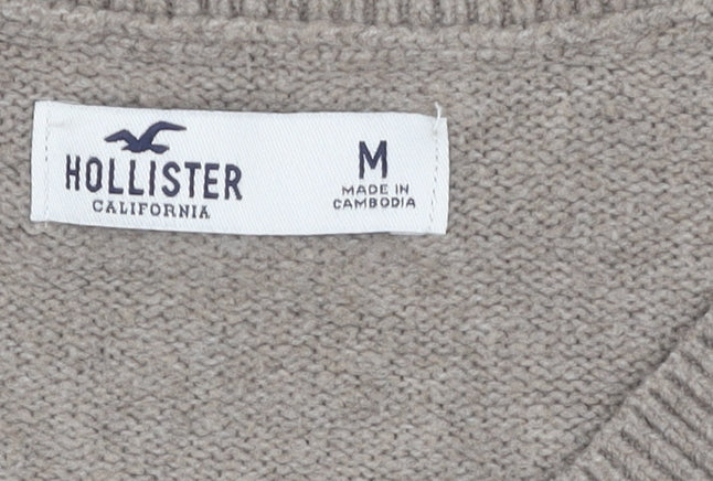 Hollister Women's Beige Wool V-Neck Pullover Jumper M