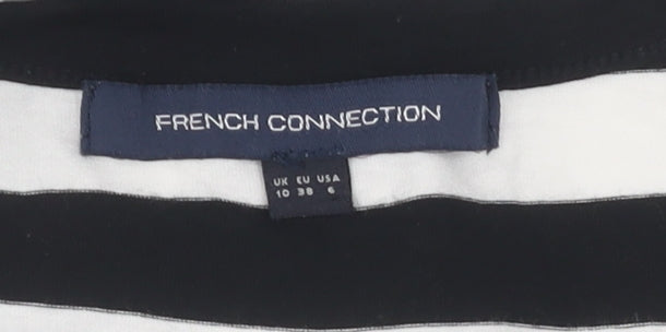 French Connection Women's Black Striped Wrap Blouse