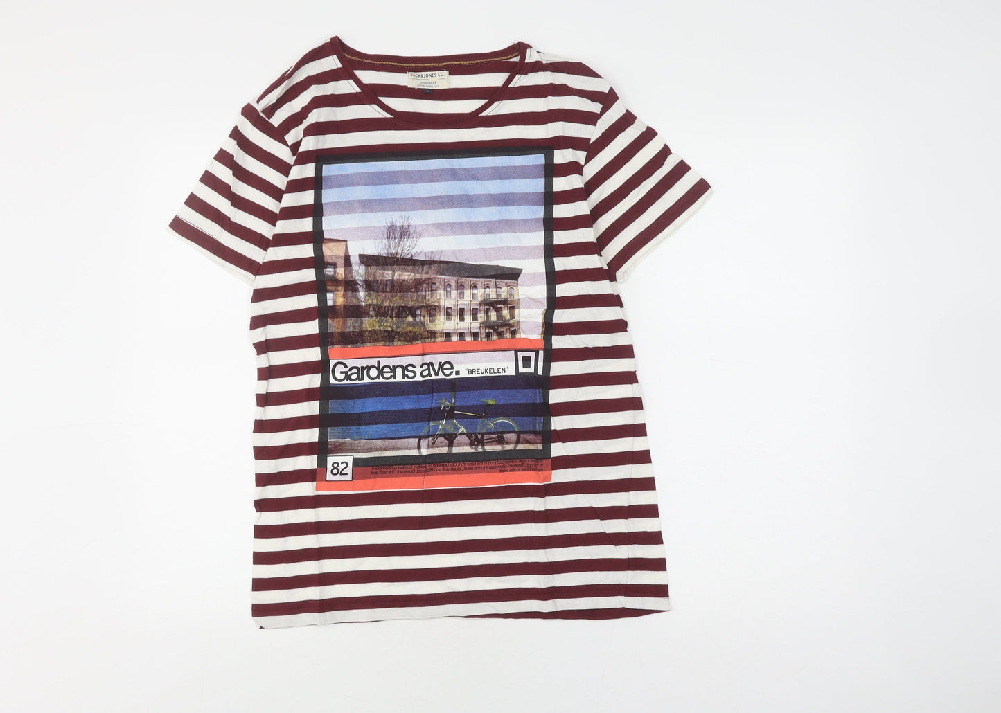 Jack & Jones Men's Multicolour Striped T-Shirt L