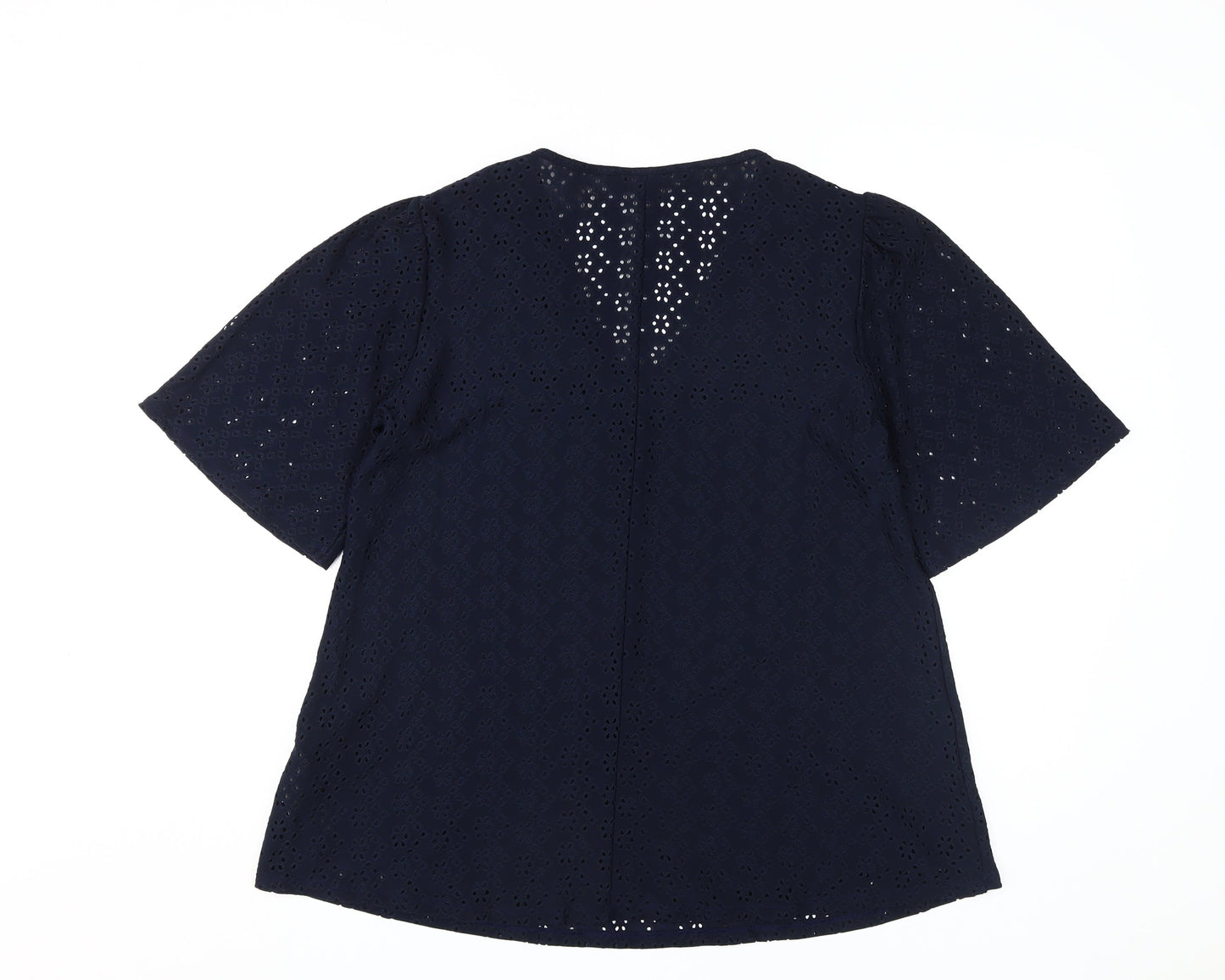 JD Williams Women's Blue Crochet V-Neck Blouse Size 14