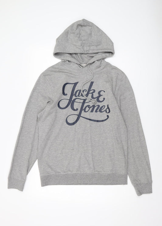 Mens UK M Regular JACK & JONES Grey Pullover Hoodie